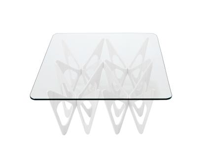 Table basse butterfly Placage chêne laqué blanc|90 x 90 cm